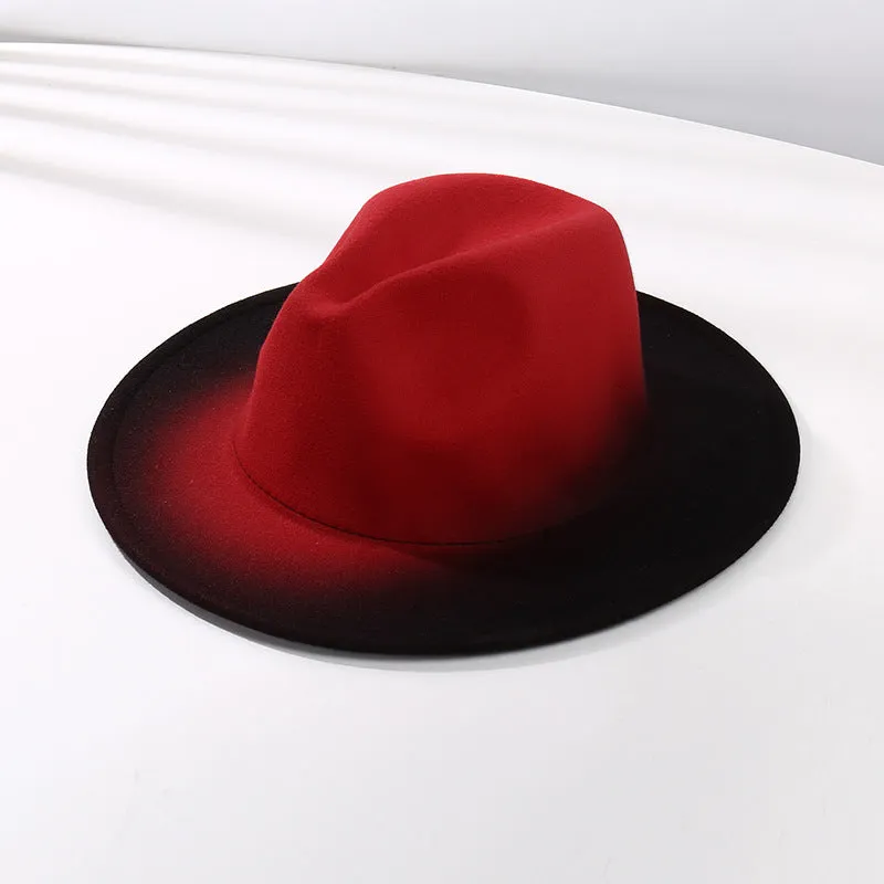 Stylish Fedora Hat with Color Gradient and Flat Brim