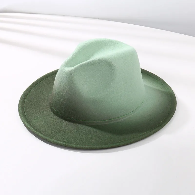 Stylish Fedora Hat with Color Gradient and Flat Brim