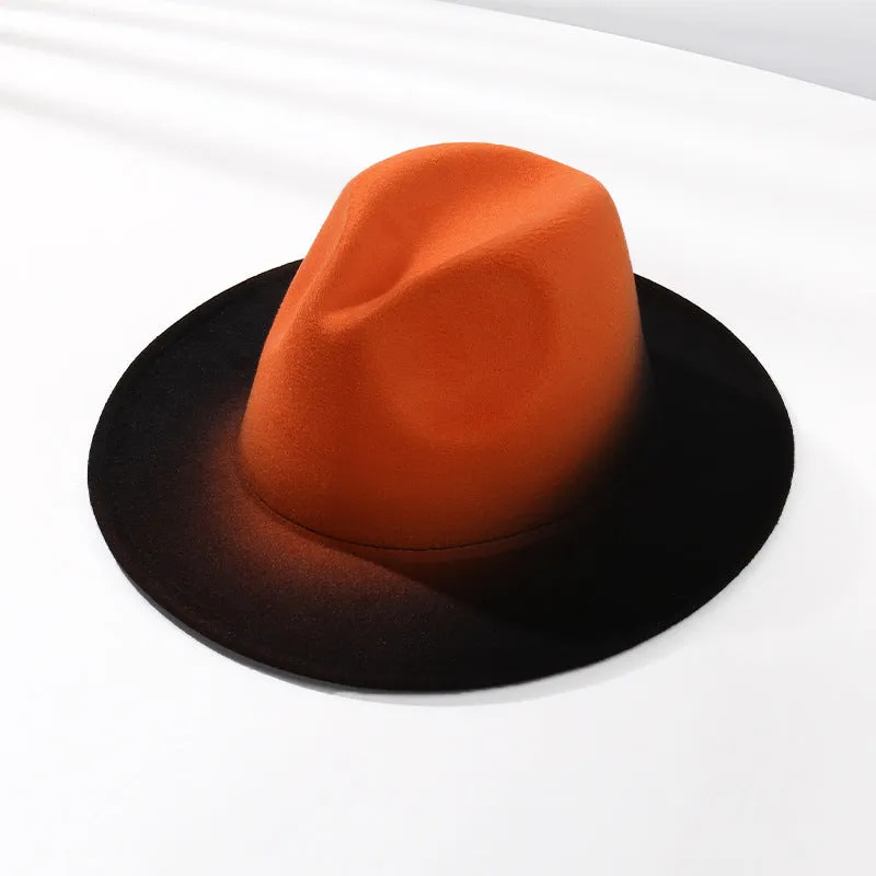 Stylish Fedora Hat with Color Gradient and Flat Brim