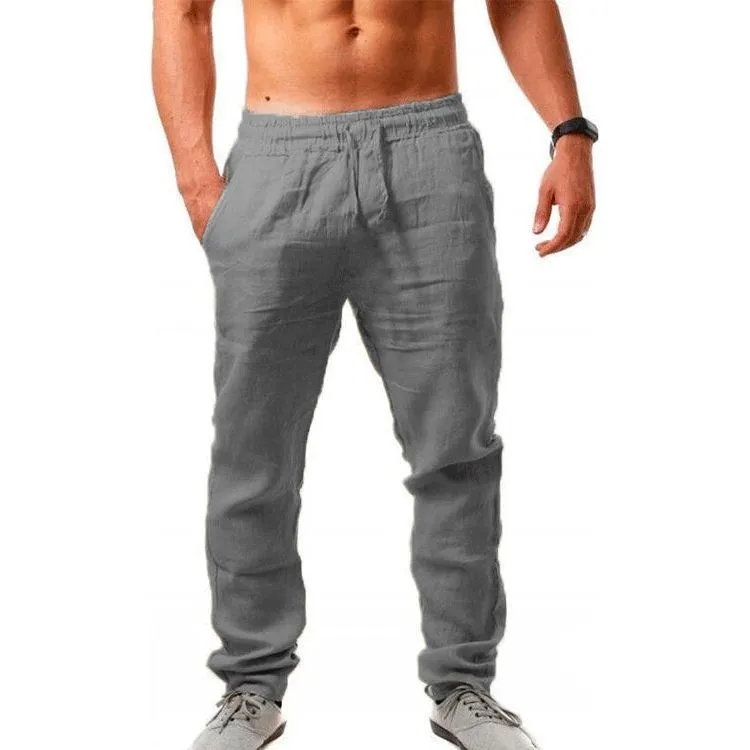 Summer Men's Breathable Linen Loose Leisure Sports Trousers