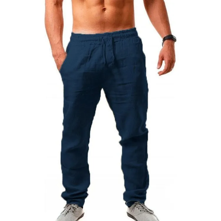 Summer Men's Breathable Linen Loose Leisure Sports Trousers