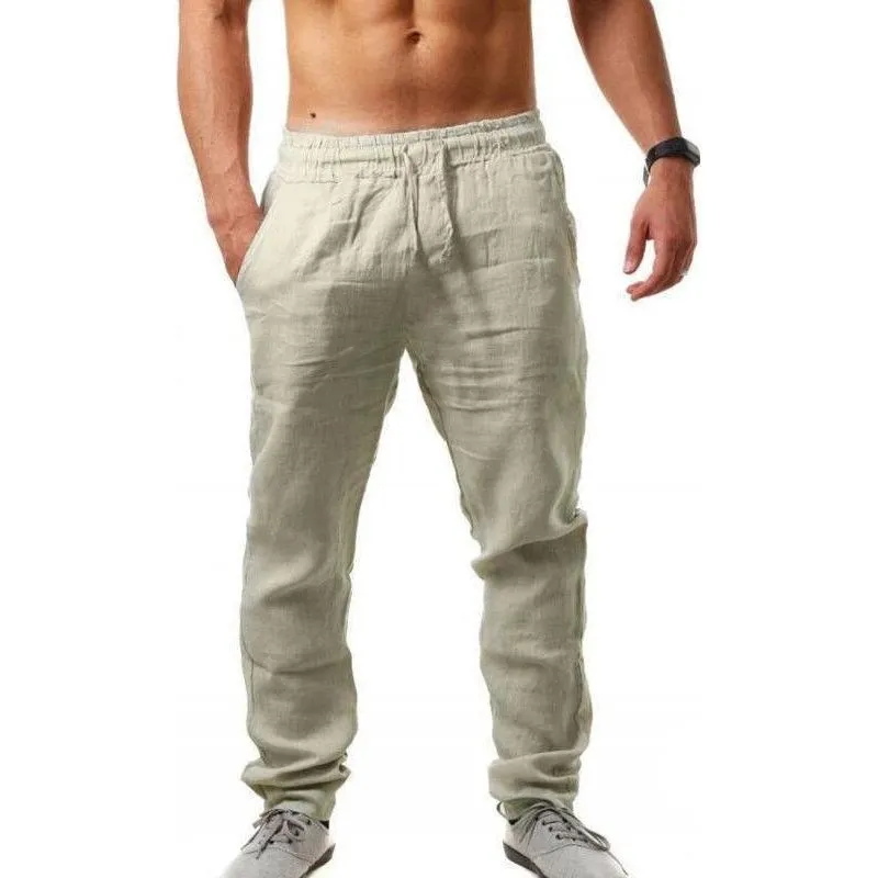 Summer Men's Breathable Linen Loose Leisure Sports Trousers