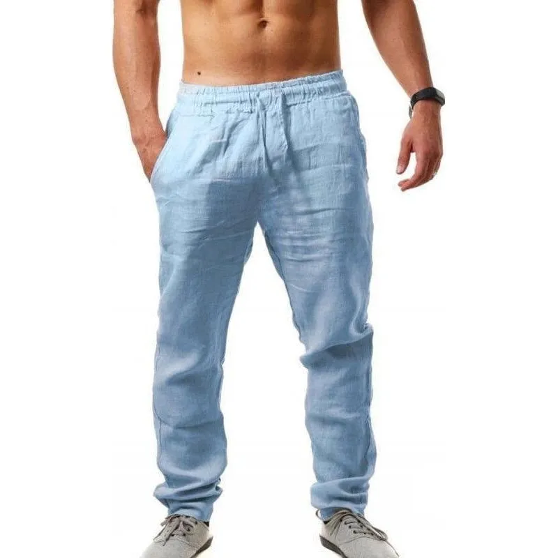 Summer Men's Breathable Linen Loose Leisure Sports Trousers