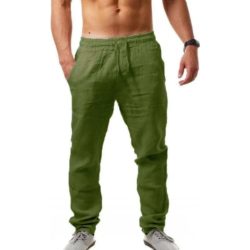 Summer Men's Breathable Linen Loose Leisure Sports Trousers