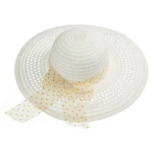 Summer Sunscreen Baby Hat Leopard Print Lace Bow Straw Hat Beach Baby Sun Hat Outing Parent Child Straw Hat