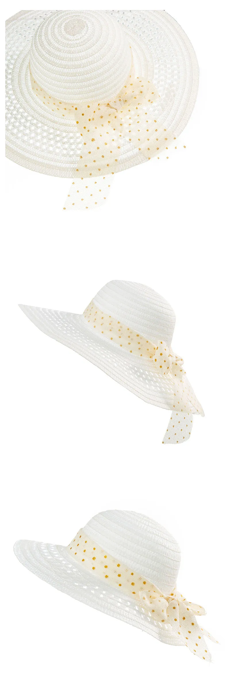 Summer Sunscreen Baby Hat Leopard Print Lace Bow Straw Hat Beach Baby Sun Hat Outing Parent Child Straw Hat