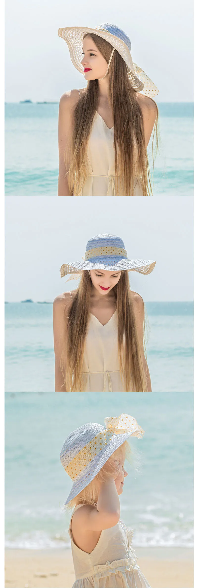 Summer Sunscreen Baby Hat Leopard Print Lace Bow Straw Hat Beach Baby Sun Hat Outing Parent Child Straw Hat
