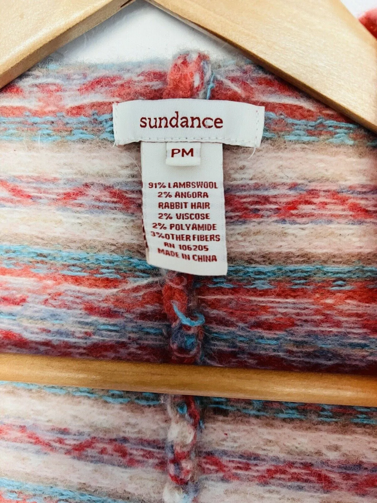 SUNDANCE Fair Isle Coral Draped Cardigan Sz PM Waterfall Lambswool Sweater