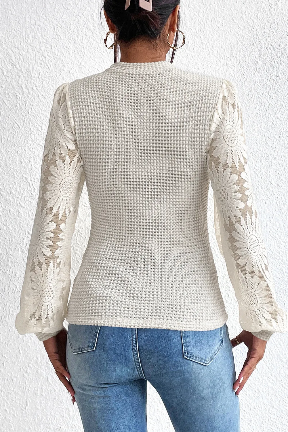Sunflower Sleeve Waffle Top