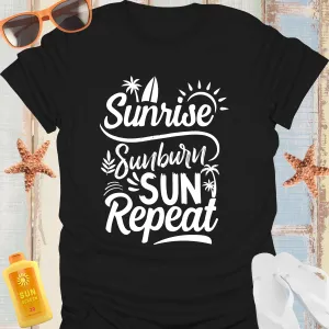 Sunny Summer Typography Tee With Tropical Motifs