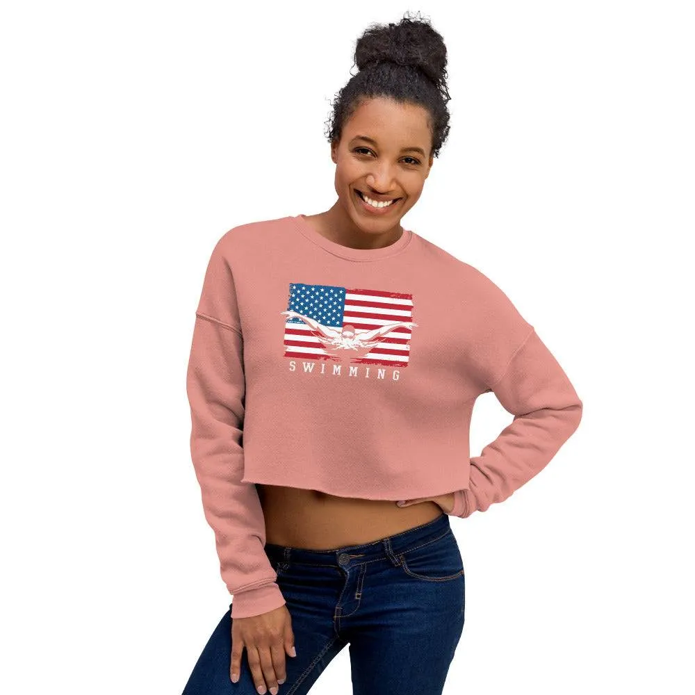 Swimmer USA Crop Top Sweatshirt