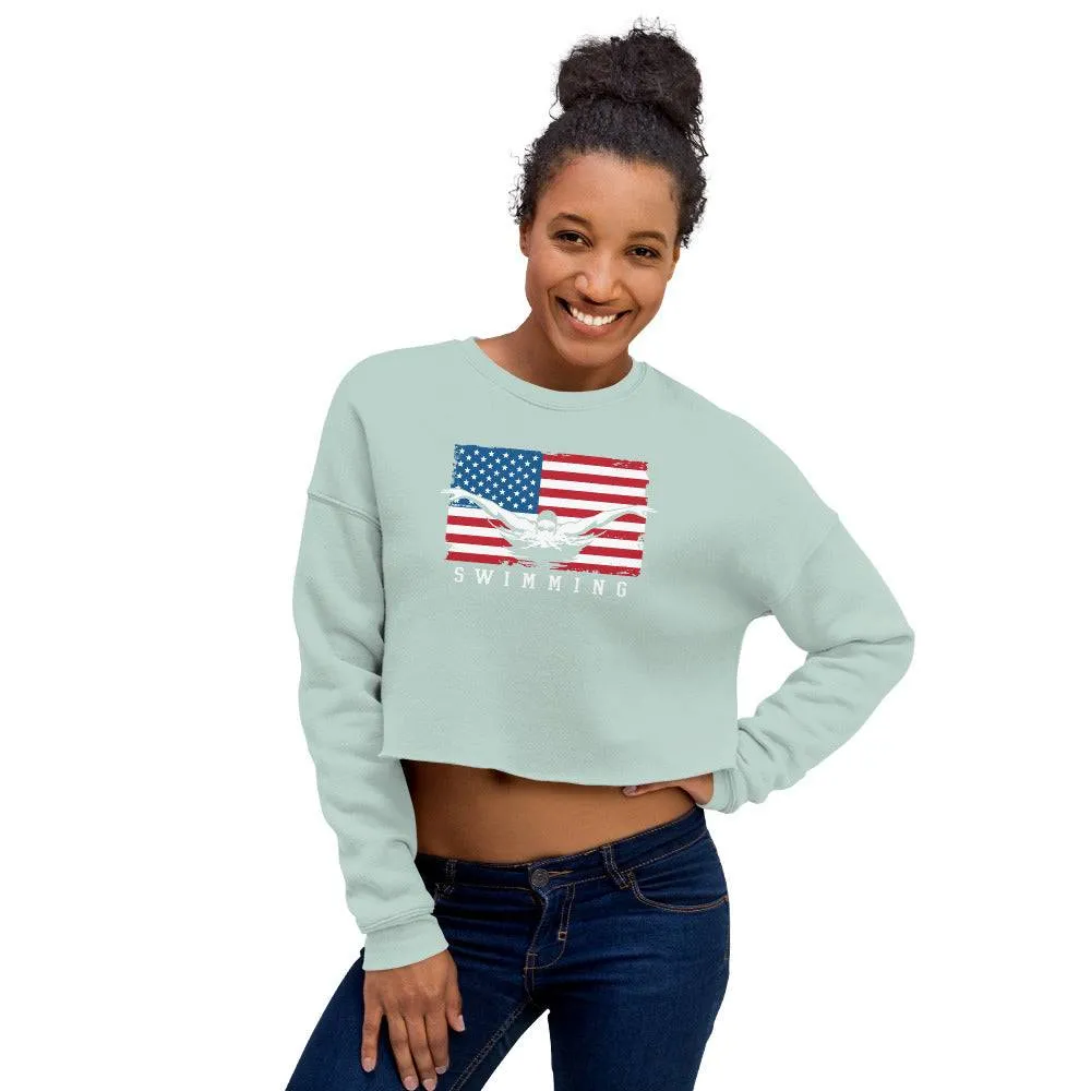 Swimmer USA Crop Top Sweatshirt