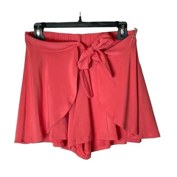 Tart Collections Pink Coral Elastic Waist Wrap Tie Front Cody Shorts Size S