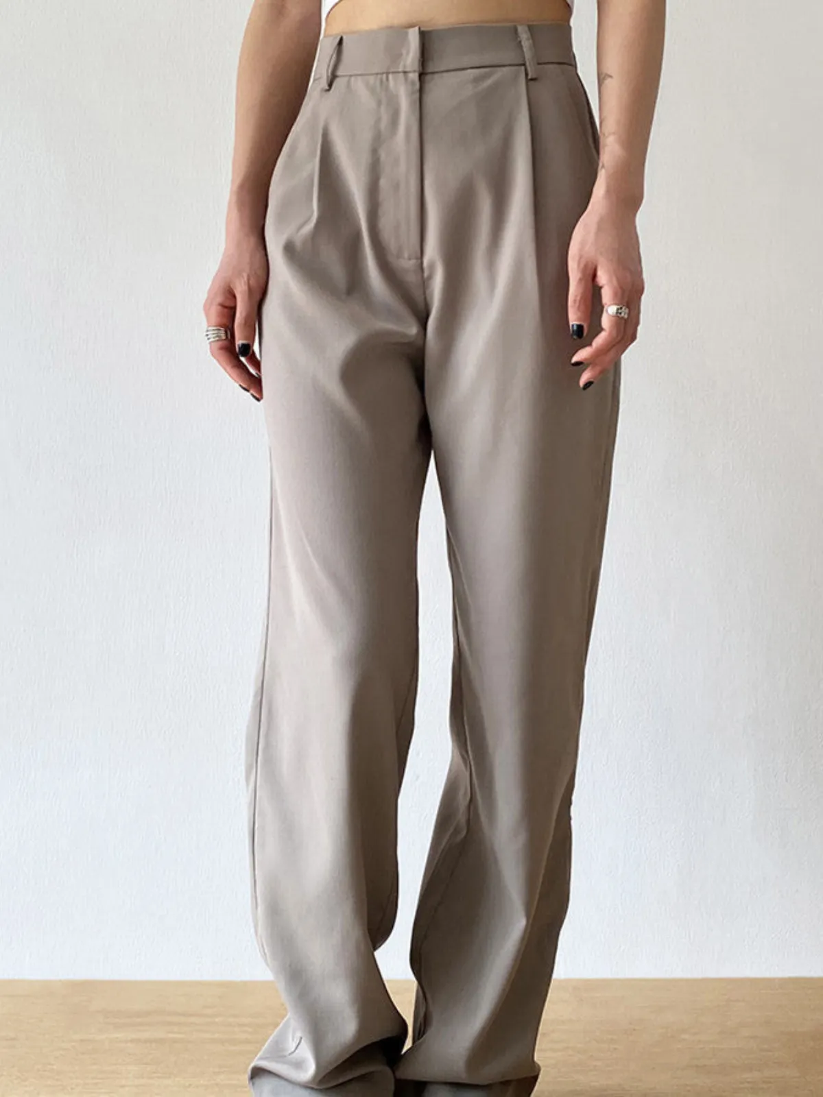 Taupe Knitted Casual Trousers