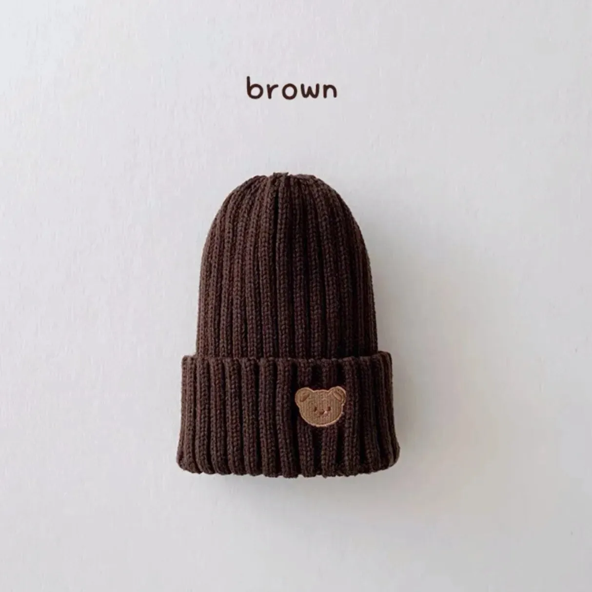 Teddy Bear Embroidered Kids Beanie