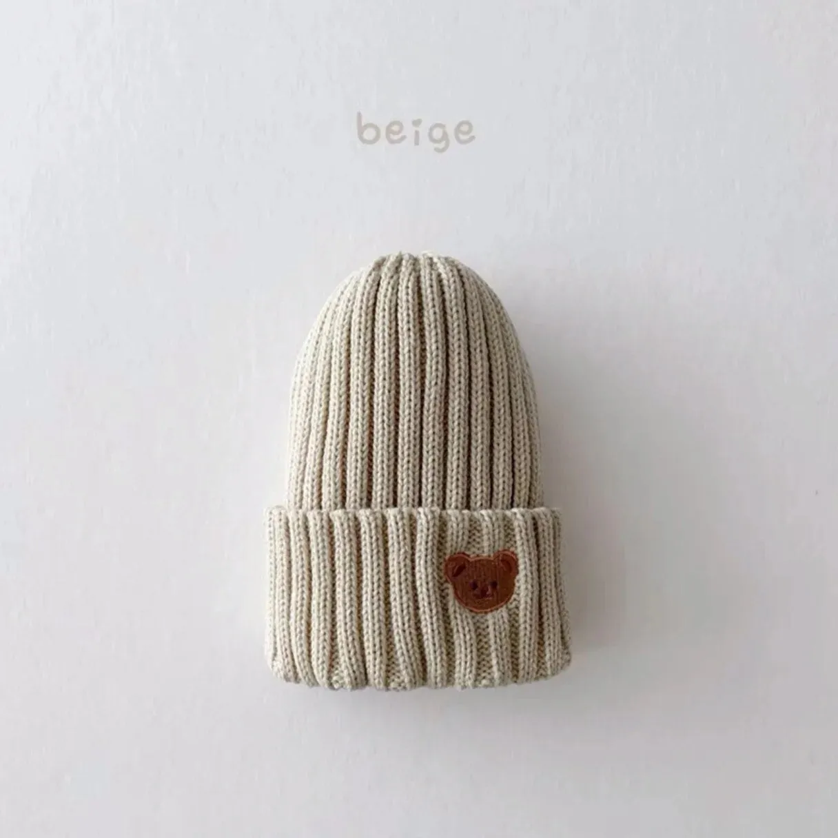 Teddy Bear Embroidered Kids Beanie