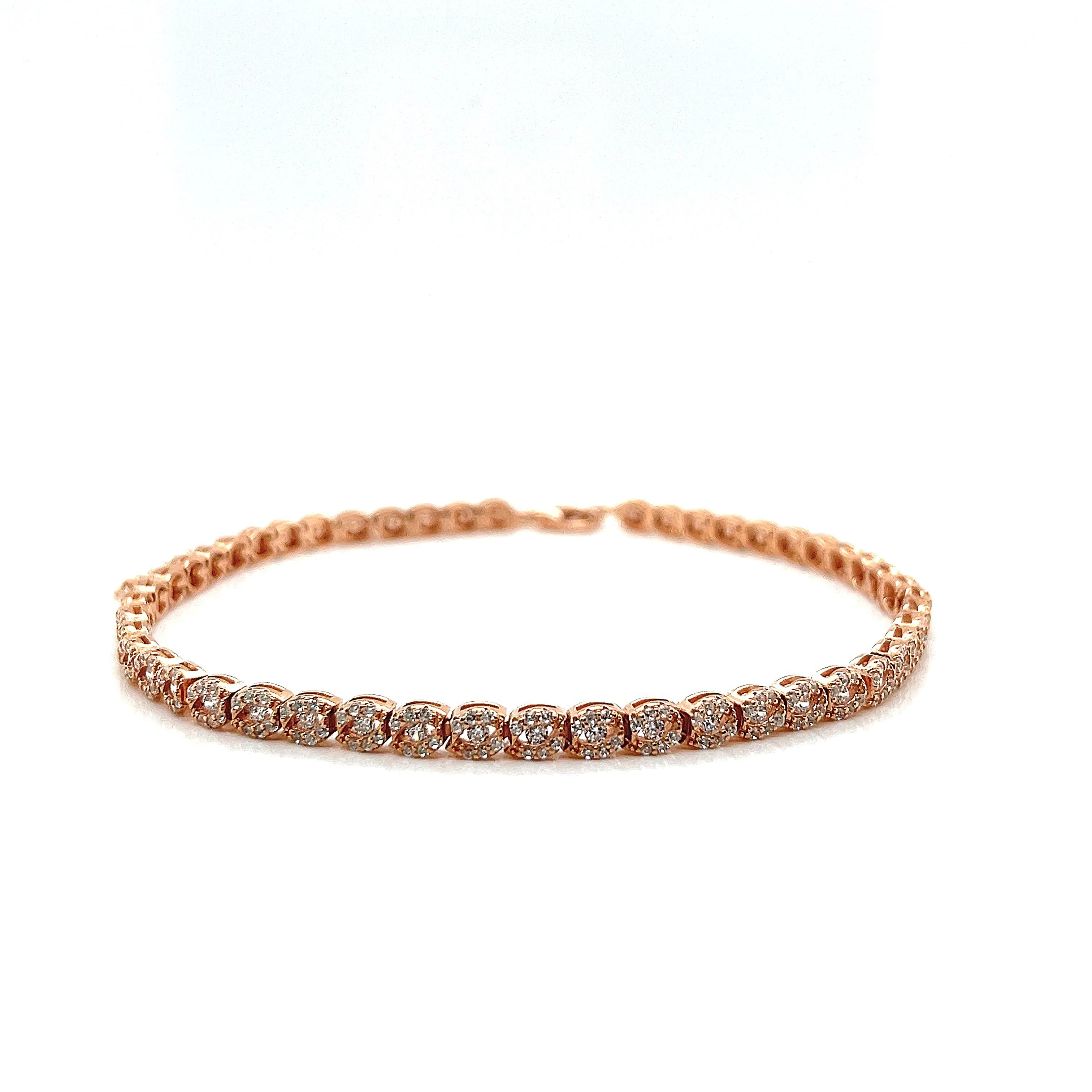 Tennis Zirconia Trendy Oval Shaped Sterling Anklet - C369139