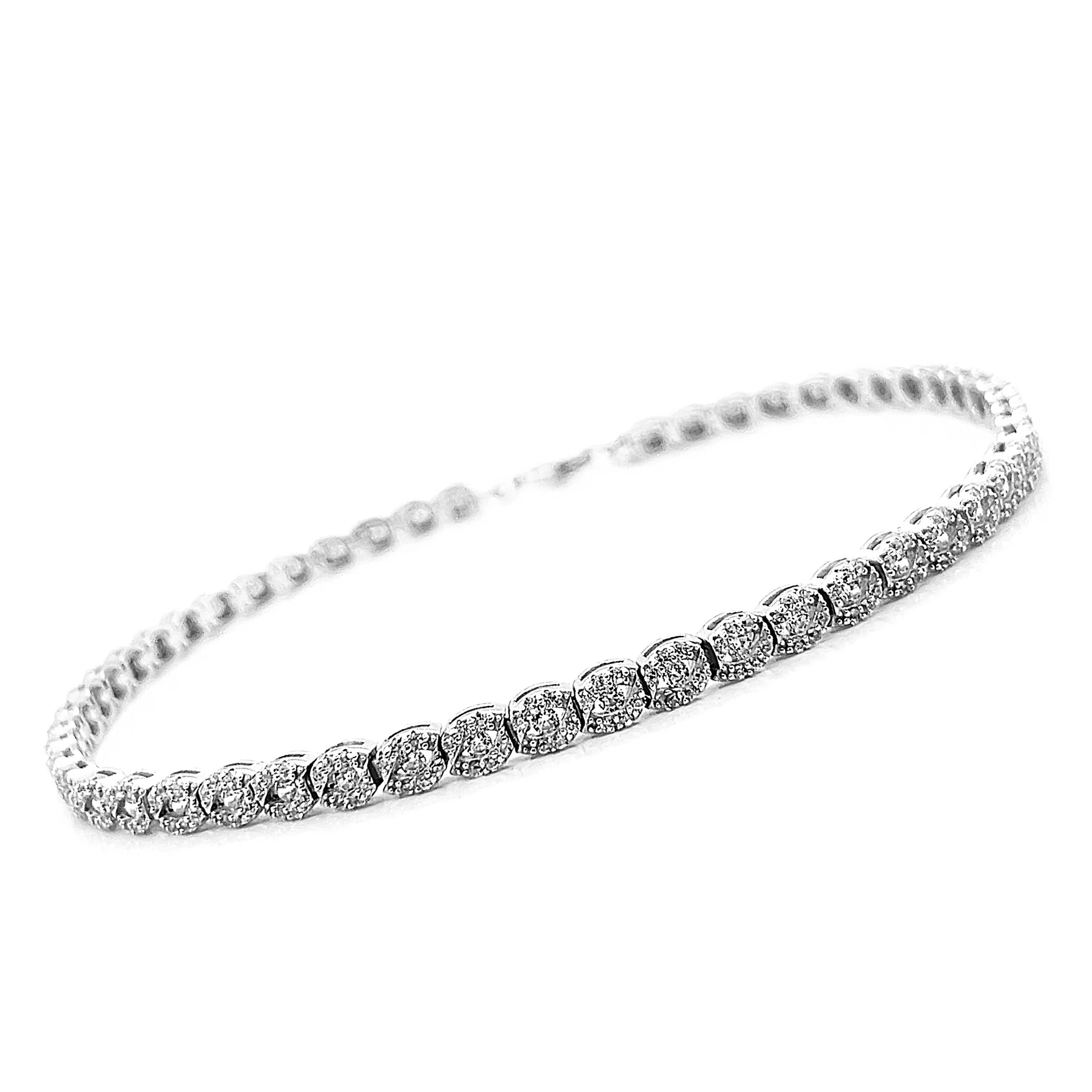 Tennis Zirconia Trendy Oval Shaped Sterling Anklet - C369139