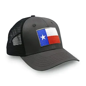 Texas Flag Trucker Baseball Snapback Hat (Black) - International Tie