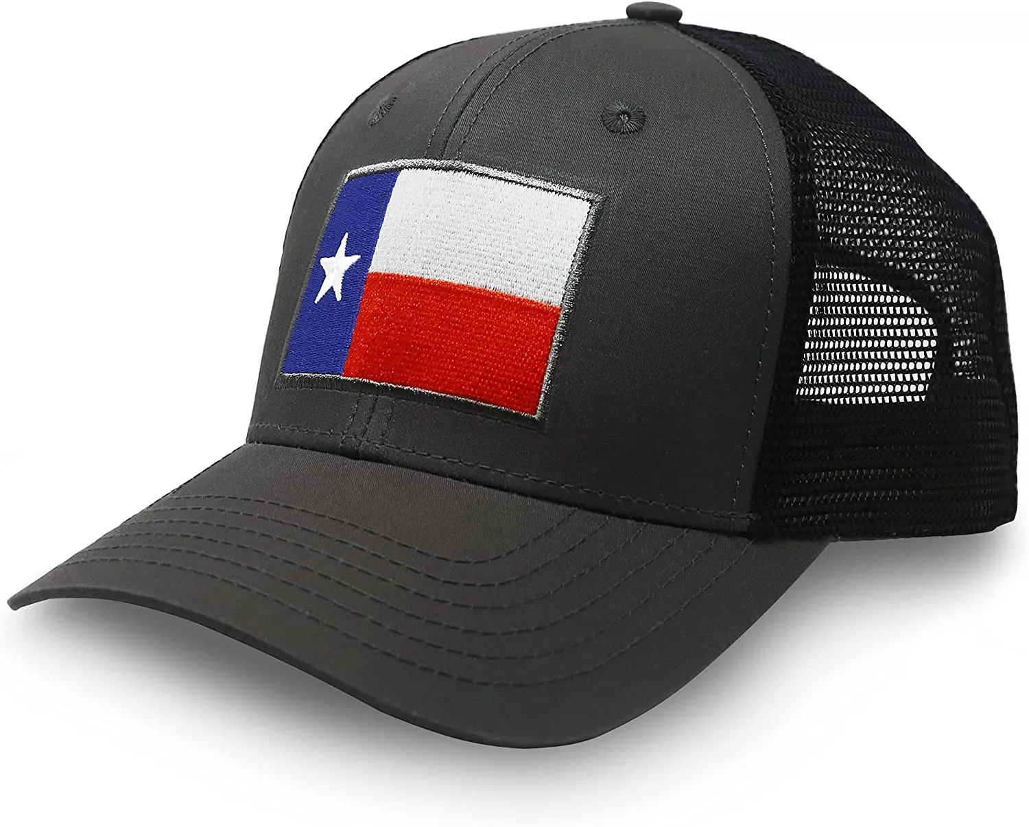 Texas Flag Trucker Baseball Snapback Hat (Black) - International Tie