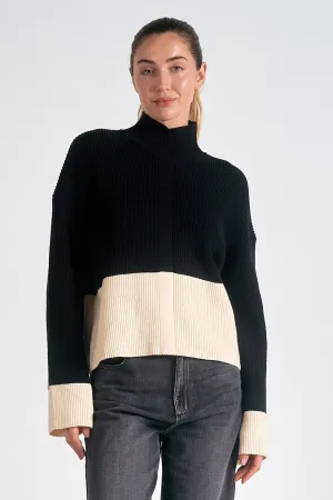 The Natalia Mock Neck Color Block Sweater