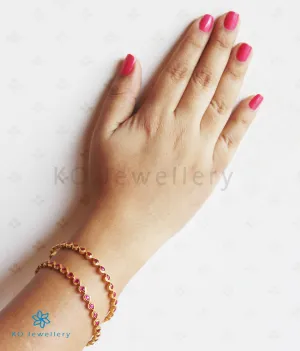 The Piyali Silver Kempu Bangle (Red/Size /2.4)