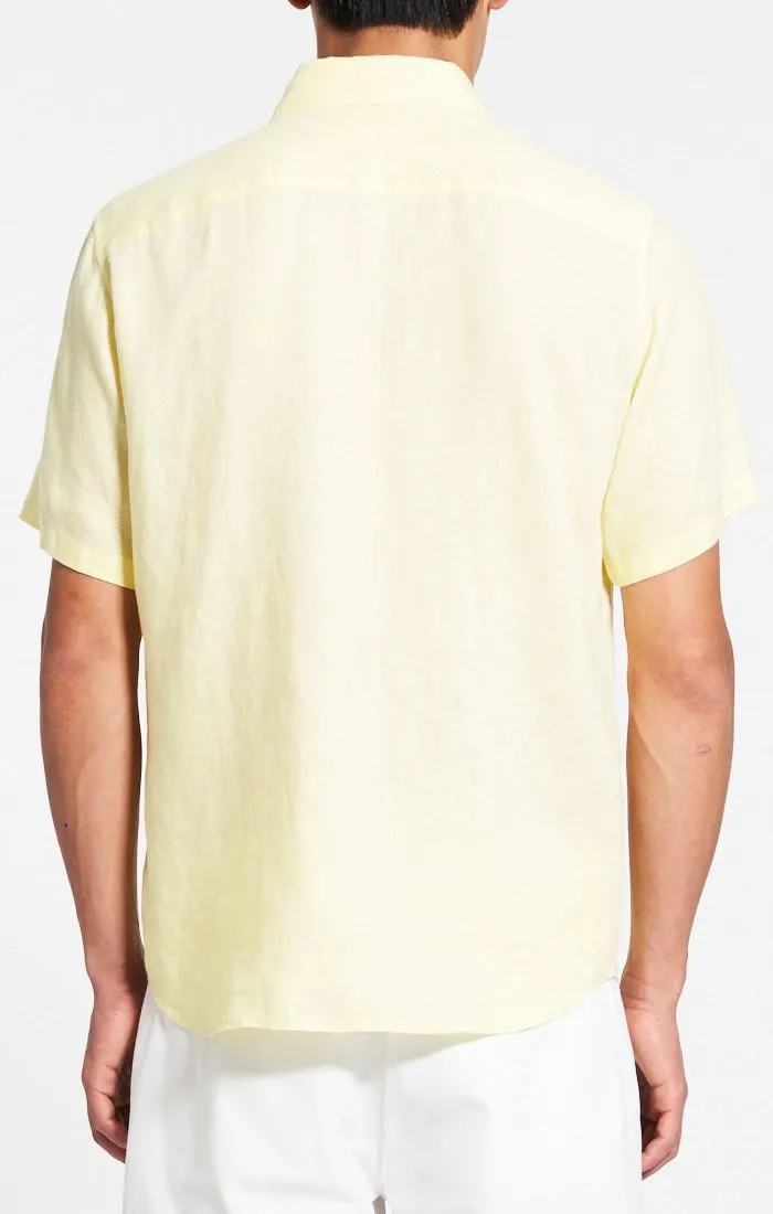 Theory Irving Short Sleeve Shirt in Relaxed Linen- Citrus