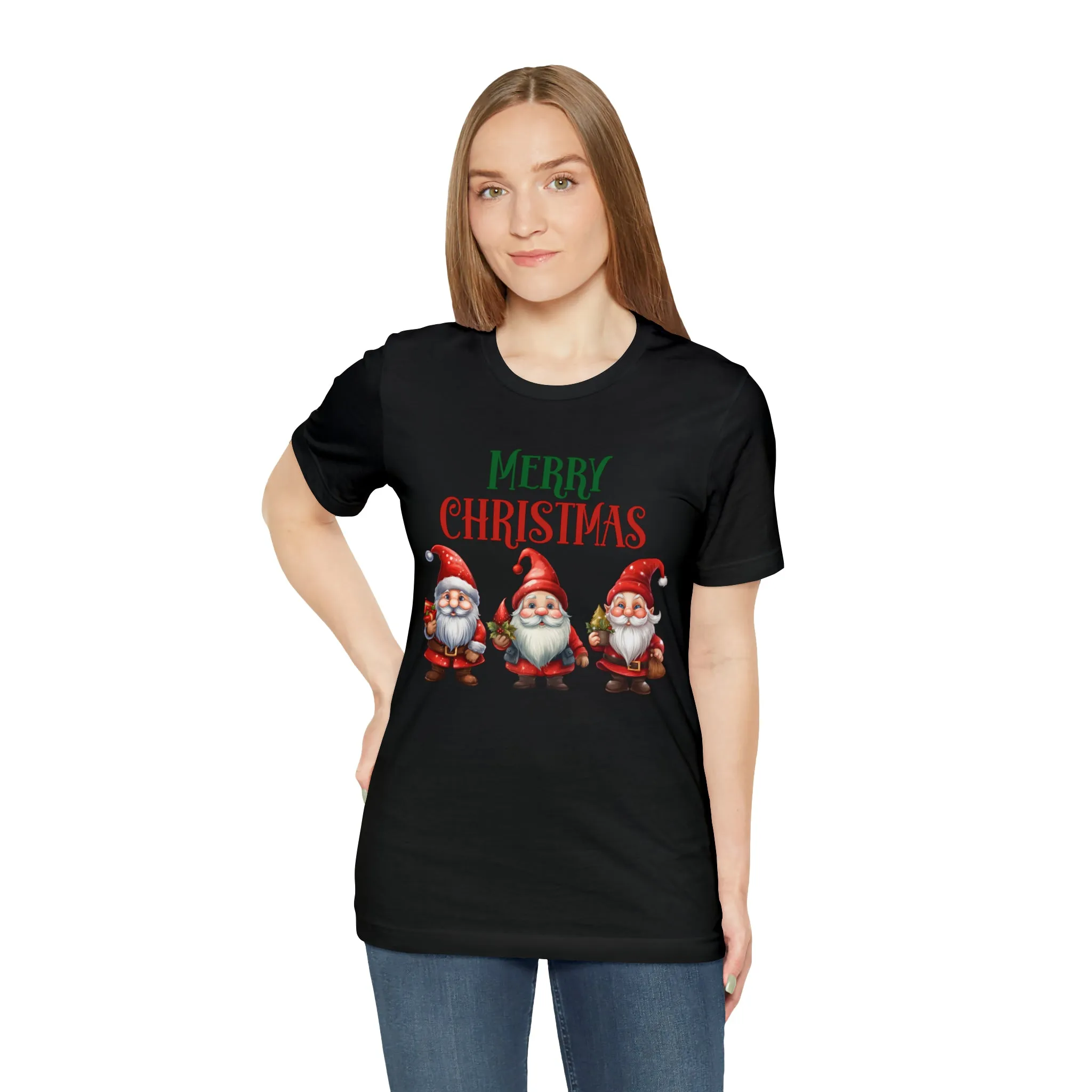 Three Gnomes Merry Christmas T-Shirt | Festive XMas Tee |  Bella Canvas 3001 Unisex | Happy Holidays Short Sleeve Tshirt
