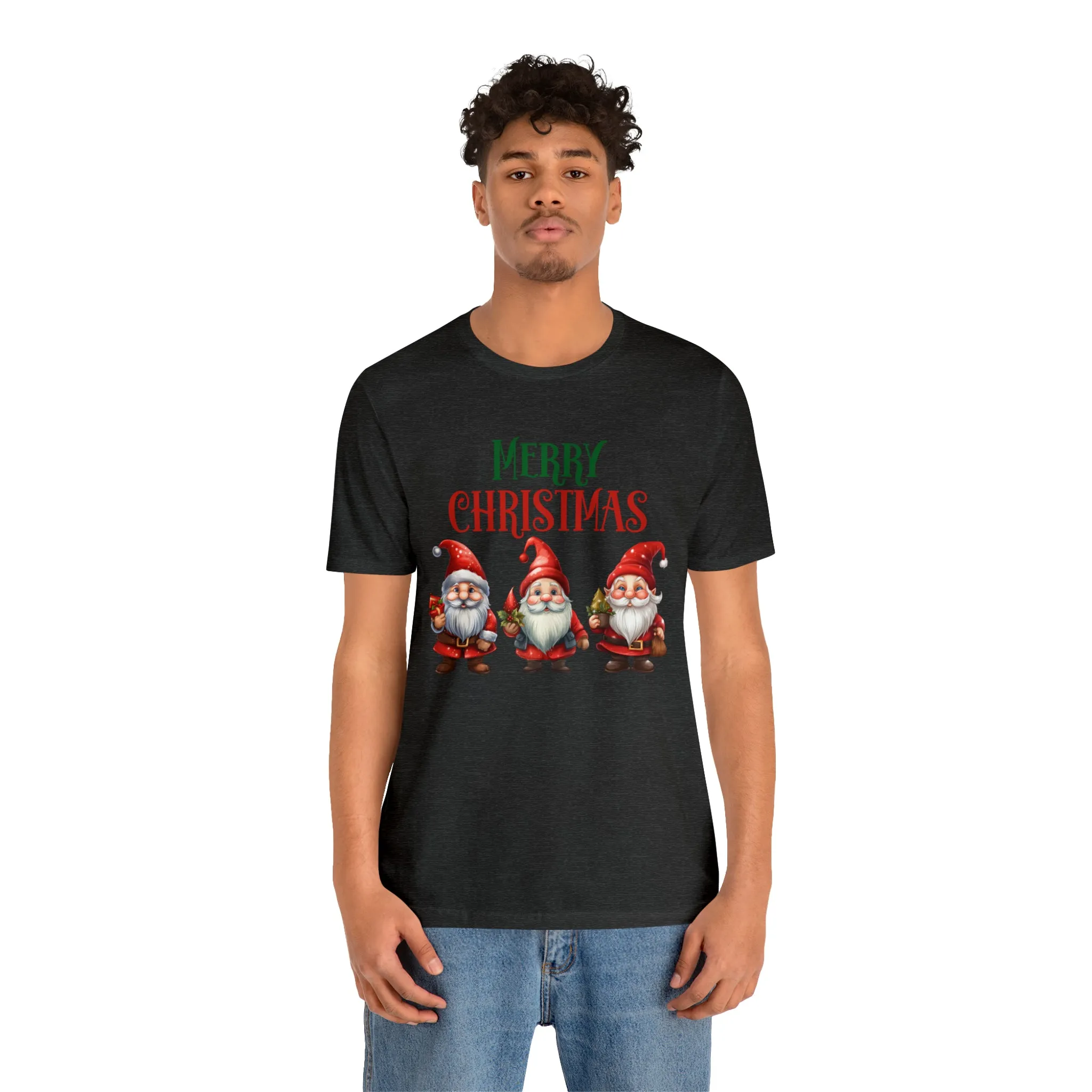 Three Gnomes Merry Christmas T-Shirt | Festive XMas Tee |  Bella Canvas 3001 Unisex | Happy Holidays Short Sleeve Tshirt