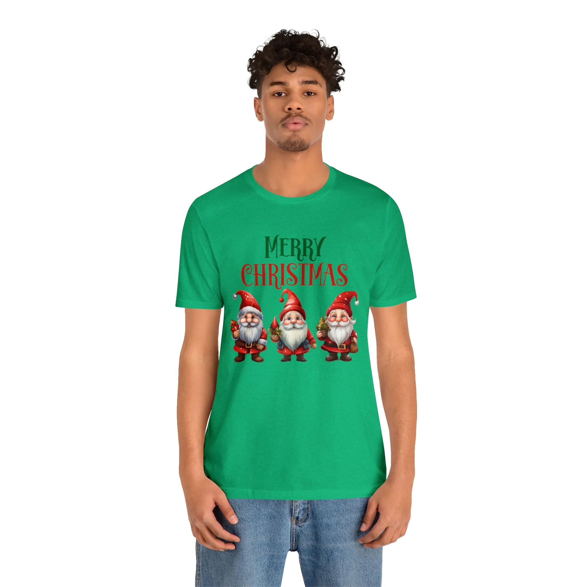Three Gnomes Merry Christmas T-Shirt | Festive XMas Tee |  Bella Canvas 3001 Unisex | Happy Holidays Short Sleeve Tshirt
