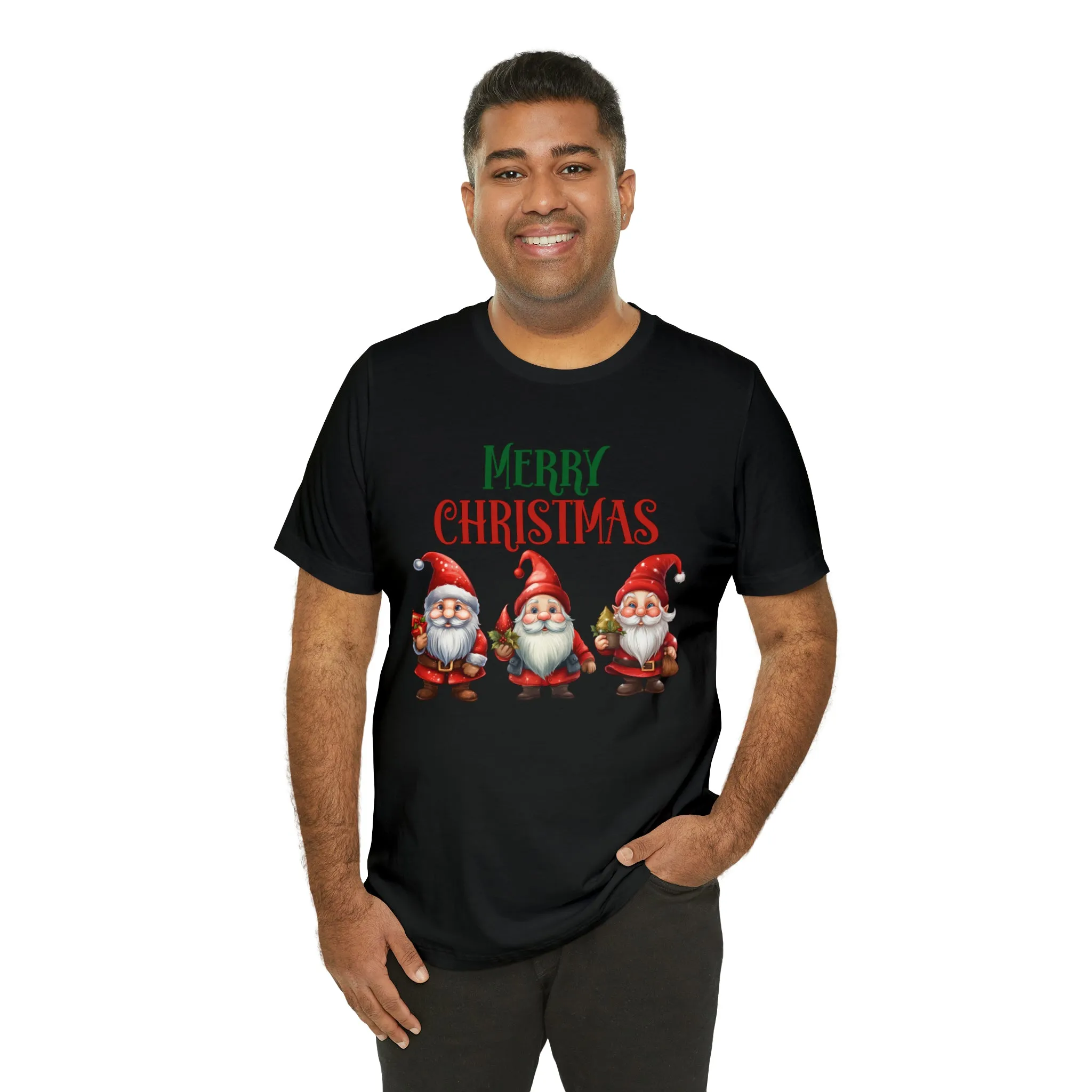 Three Gnomes Merry Christmas T-Shirt | Festive XMas Tee |  Bella Canvas 3001 Unisex | Happy Holidays Short Sleeve Tshirt