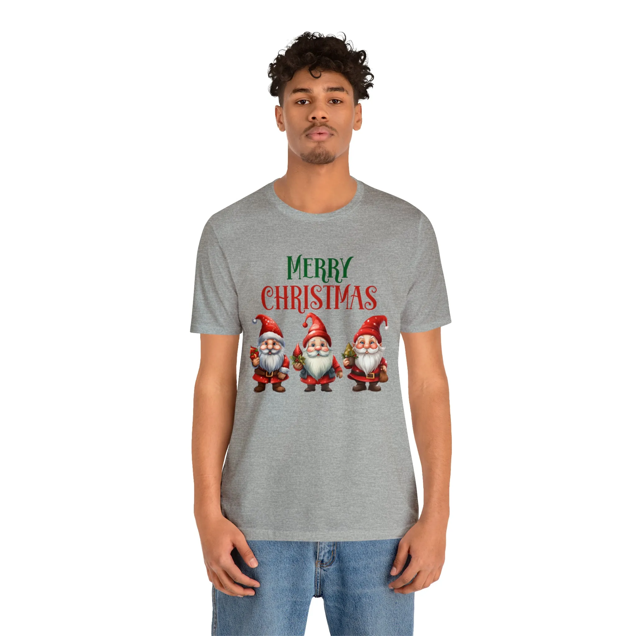 Three Gnomes Merry Christmas T-Shirt | Festive XMas Tee |  Bella Canvas 3001 Unisex | Happy Holidays Short Sleeve Tshirt
