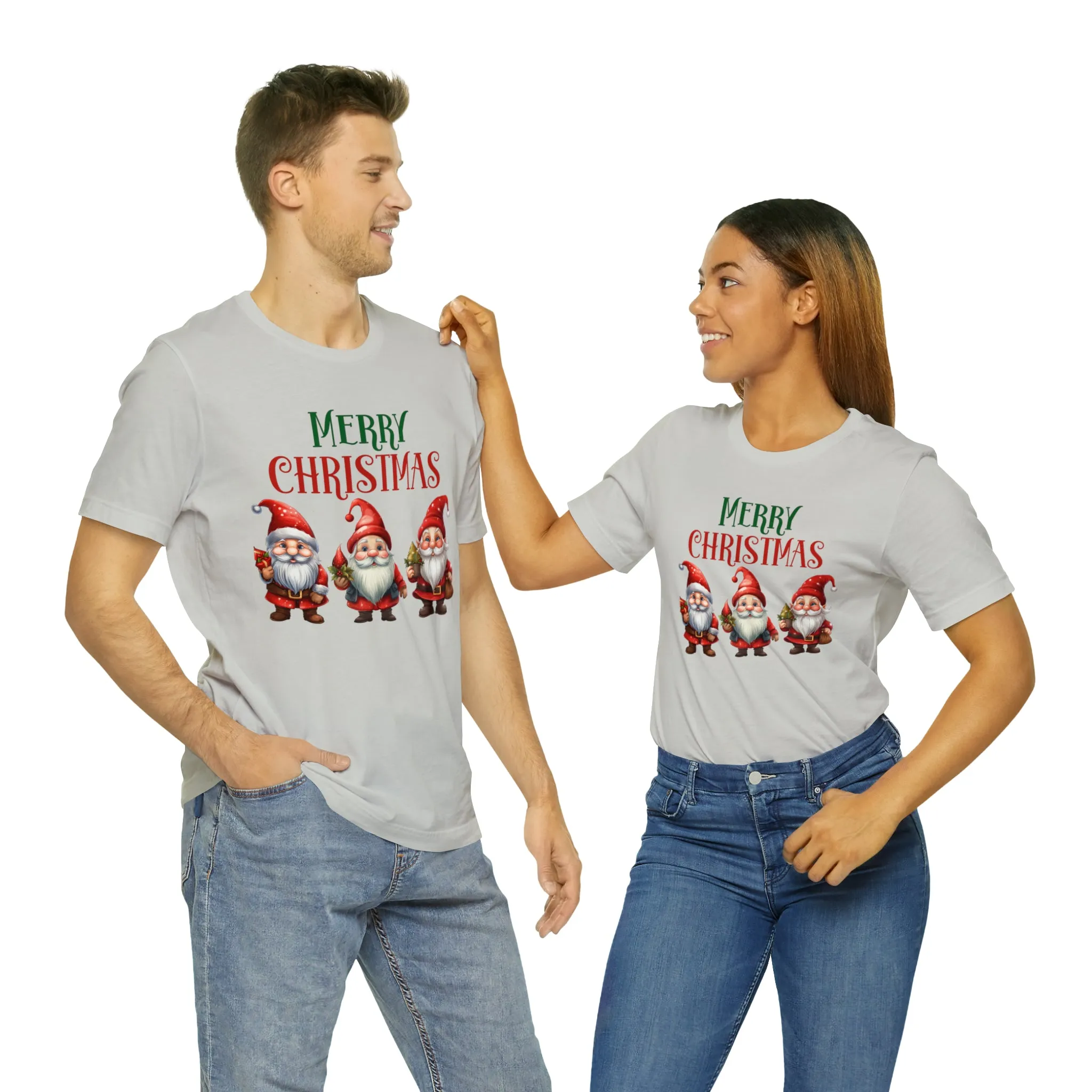 Three Gnomes Merry Christmas T-Shirt | Festive XMas Tee |  Bella Canvas 3001 Unisex | Happy Holidays Short Sleeve Tshirt