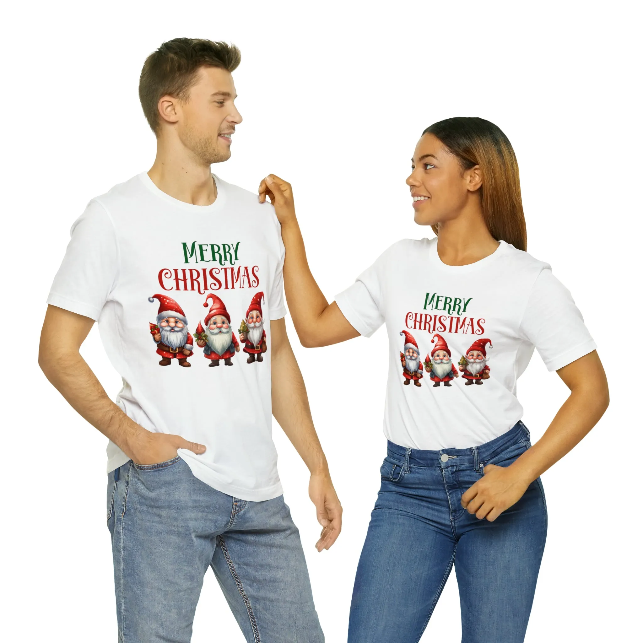 Three Gnomes Merry Christmas T-Shirt | Festive XMas Tee |  Bella Canvas 3001 Unisex | Happy Holidays Short Sleeve Tshirt