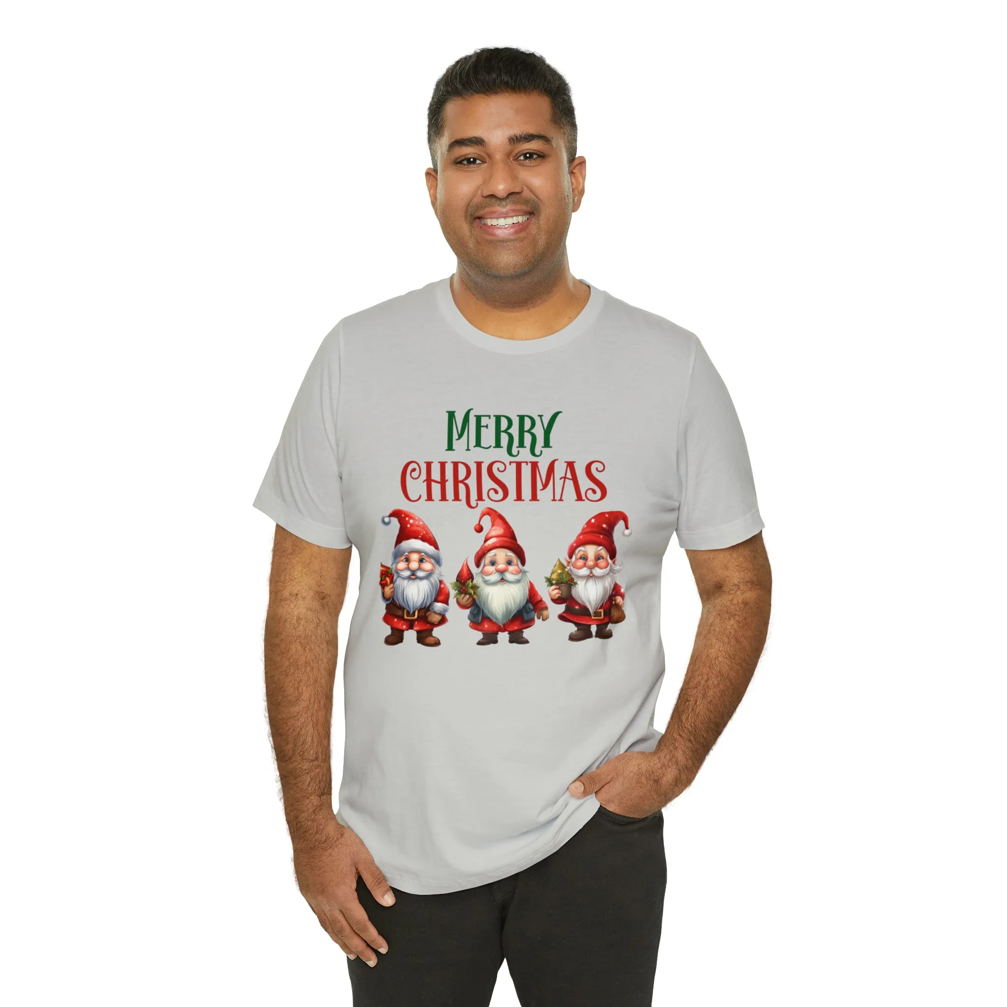 Three Gnomes Merry Christmas T-Shirt | Festive XMas Tee |  Bella Canvas 3001 Unisex | Happy Holidays Short Sleeve Tshirt