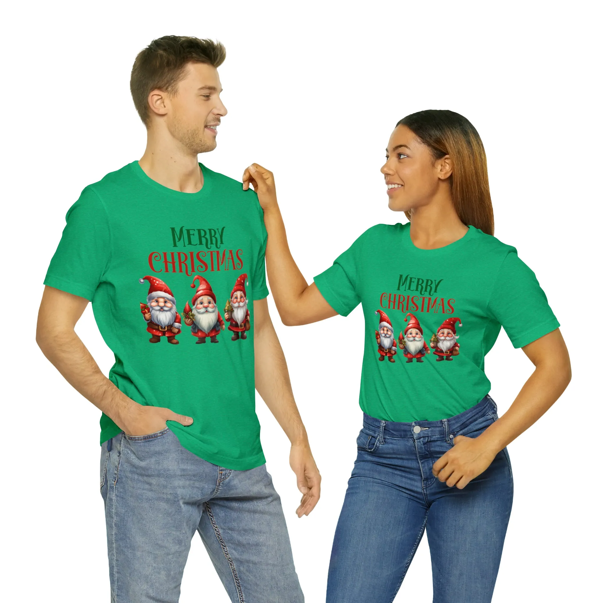 Three Gnomes Merry Christmas T-Shirt | Festive XMas Tee |  Bella Canvas 3001 Unisex | Happy Holidays Short Sleeve Tshirt