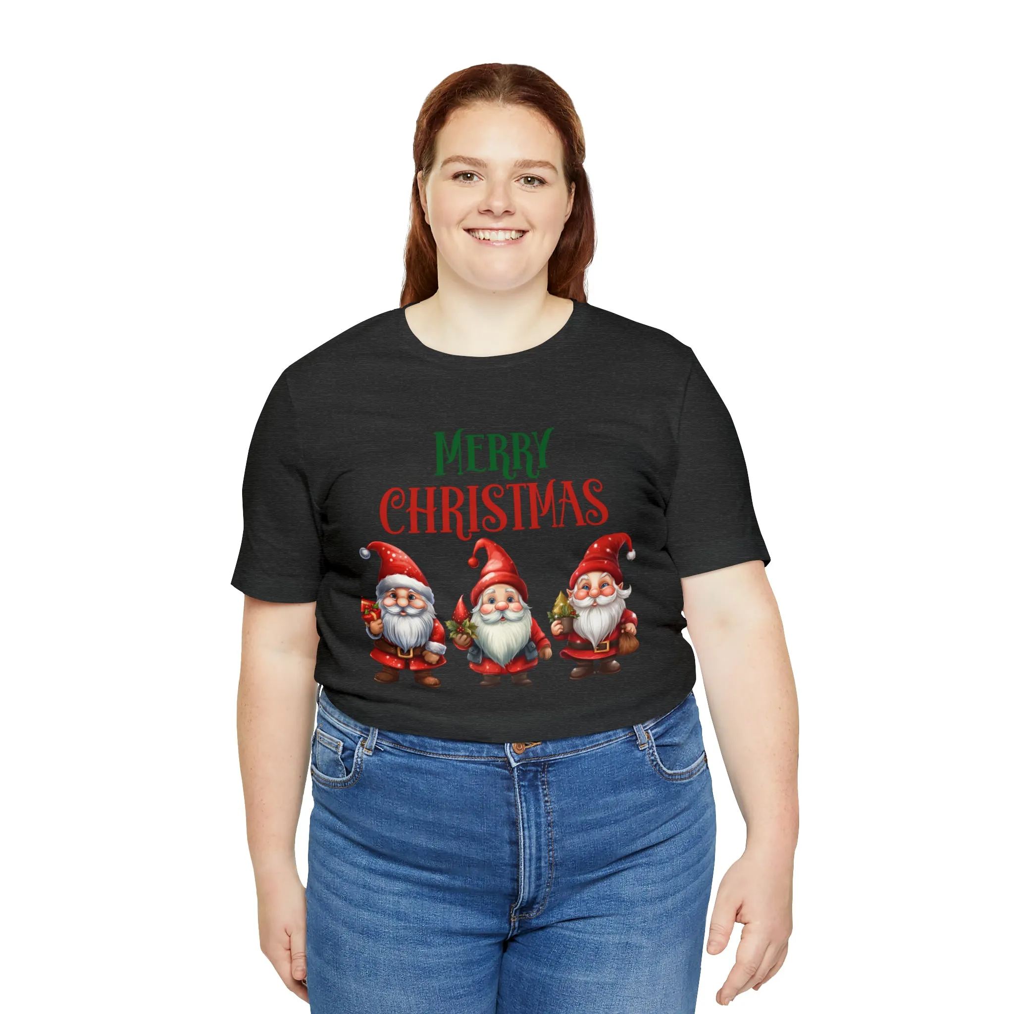 Three Gnomes Merry Christmas T-Shirt | Festive XMas Tee |  Bella Canvas 3001 Unisex | Happy Holidays Short Sleeve Tshirt