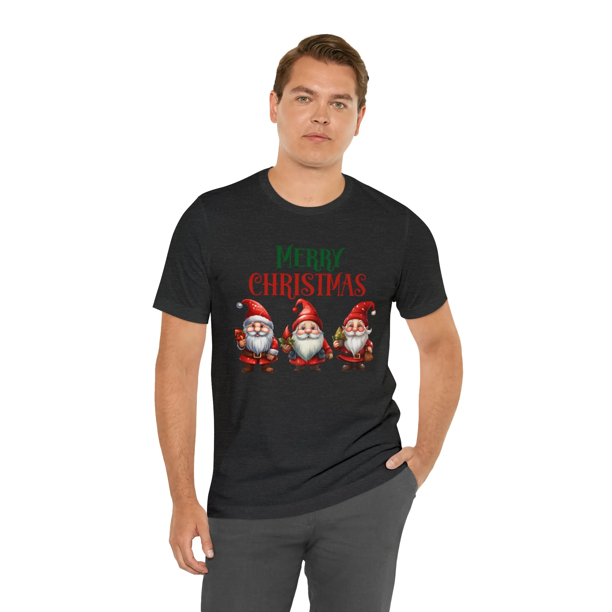 Three Gnomes Merry Christmas T-Shirt | Festive XMas Tee |  Bella Canvas 3001 Unisex | Happy Holidays Short Sleeve Tshirt