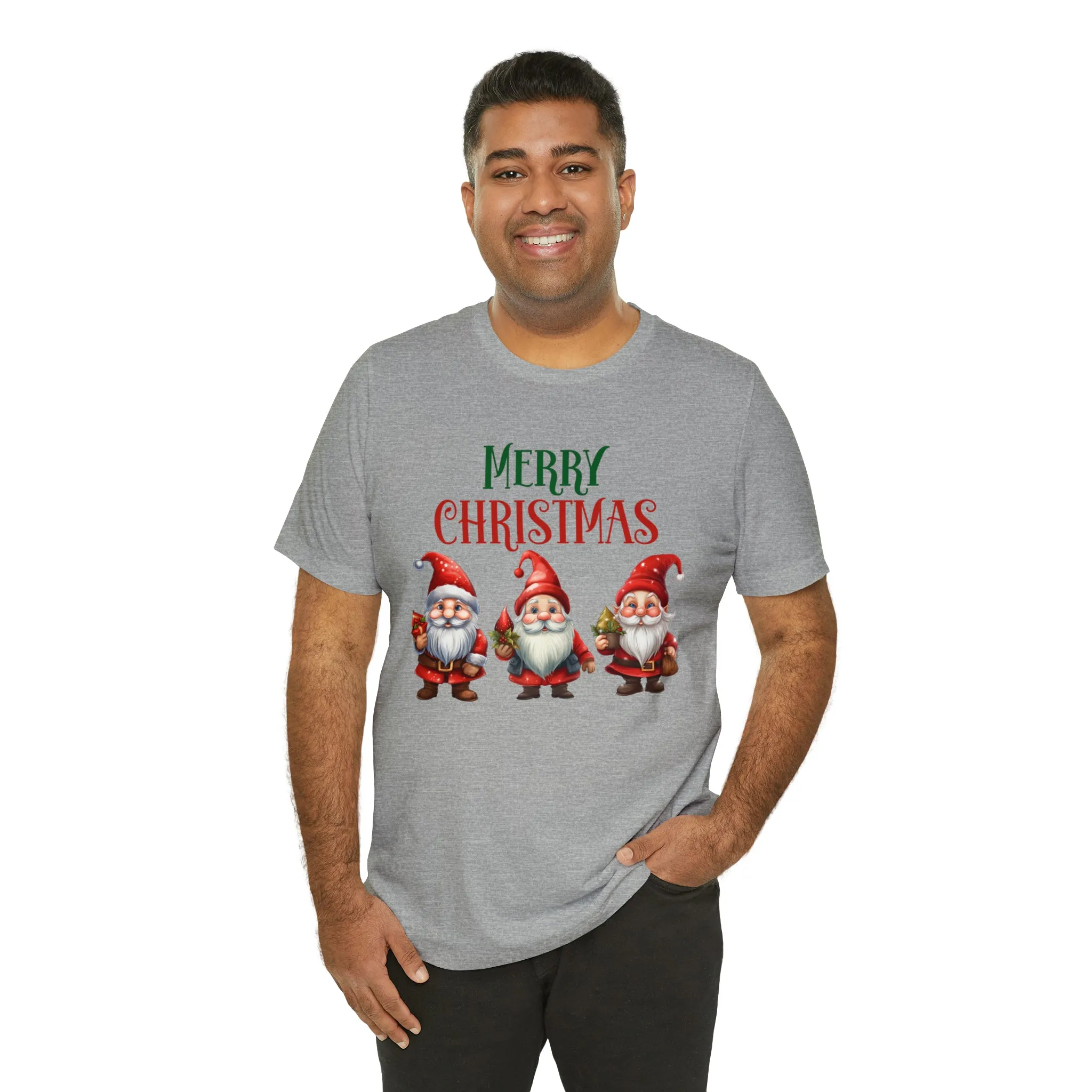 Three Gnomes Merry Christmas T-Shirt | Festive XMas Tee |  Bella Canvas 3001 Unisex | Happy Holidays Short Sleeve Tshirt