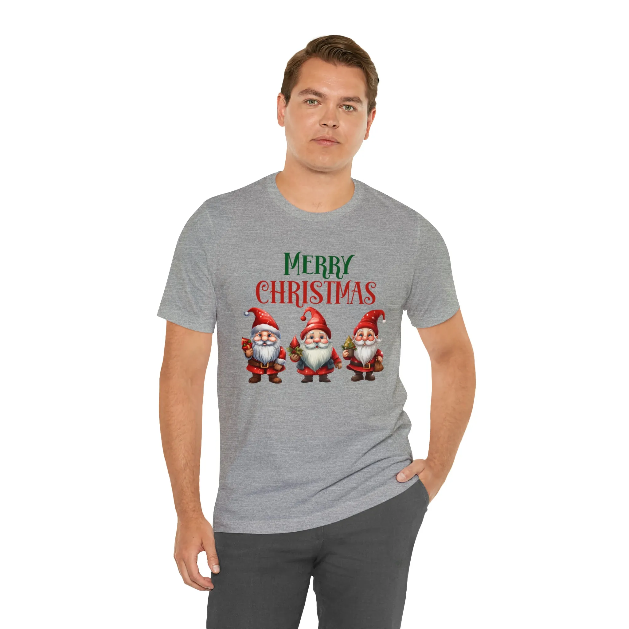 Three Gnomes Merry Christmas T-Shirt | Festive XMas Tee |  Bella Canvas 3001 Unisex | Happy Holidays Short Sleeve Tshirt