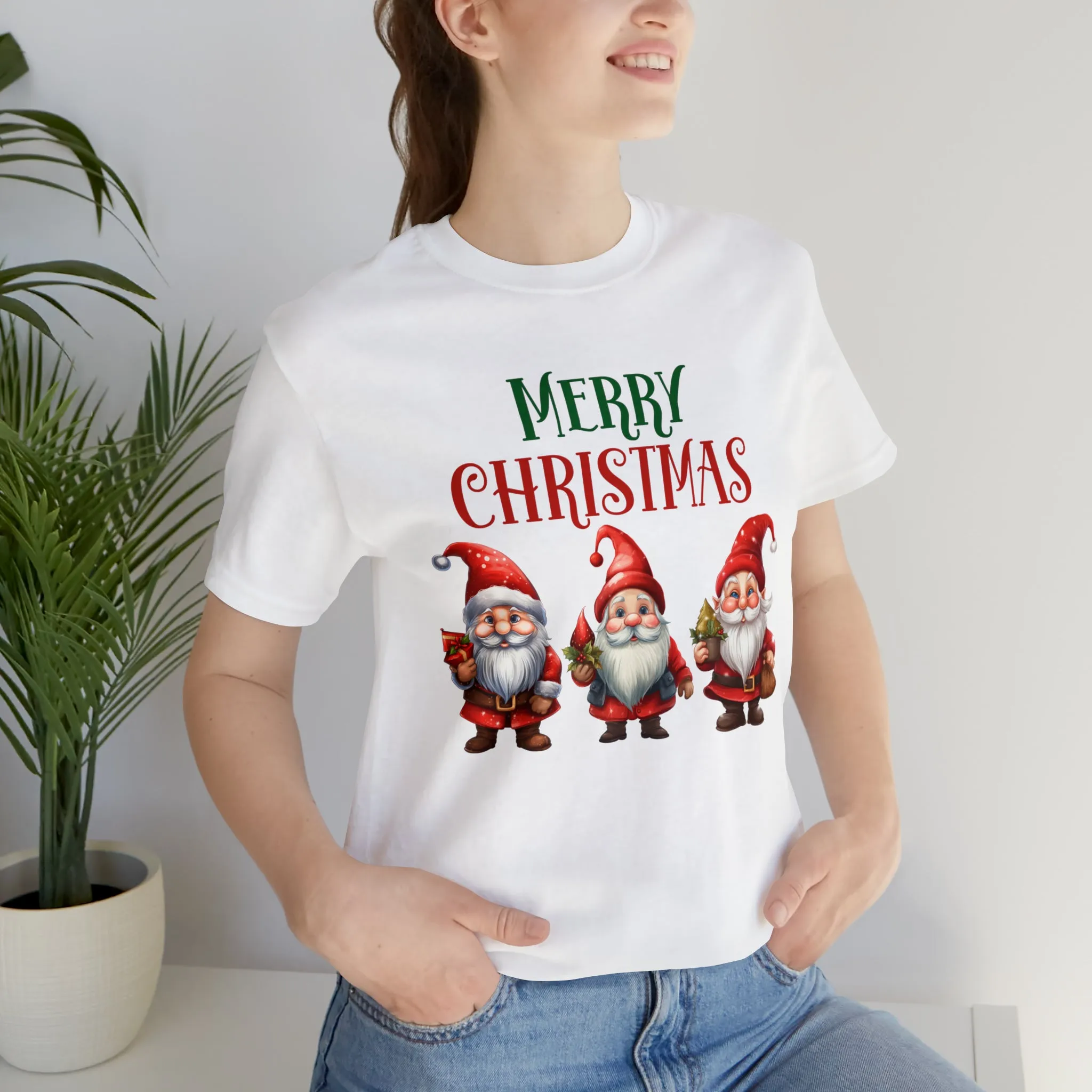 Three Gnomes Merry Christmas T-Shirt | Festive XMas Tee |  Bella Canvas 3001 Unisex | Happy Holidays Short Sleeve Tshirt