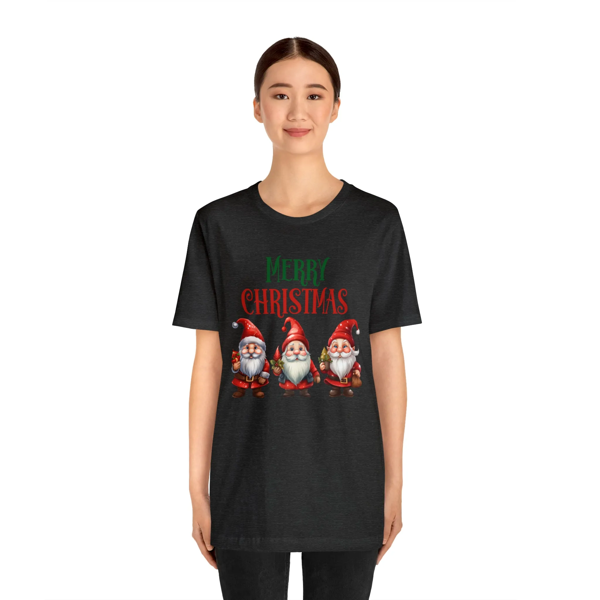 Three Gnomes Merry Christmas T-Shirt | Festive XMas Tee |  Bella Canvas 3001 Unisex | Happy Holidays Short Sleeve Tshirt