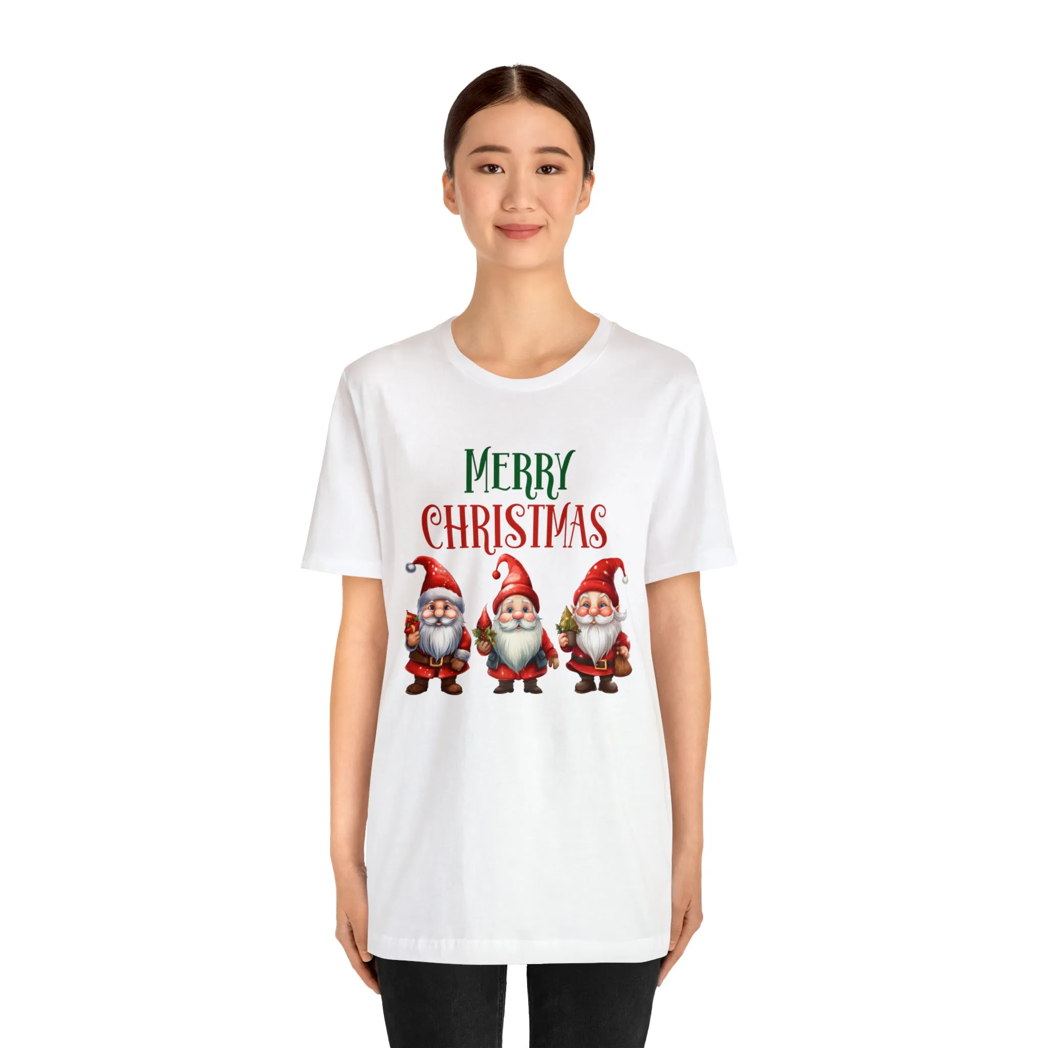 Three Gnomes Merry Christmas T-Shirt | Festive XMas Tee |  Bella Canvas 3001 Unisex | Happy Holidays Short Sleeve Tshirt