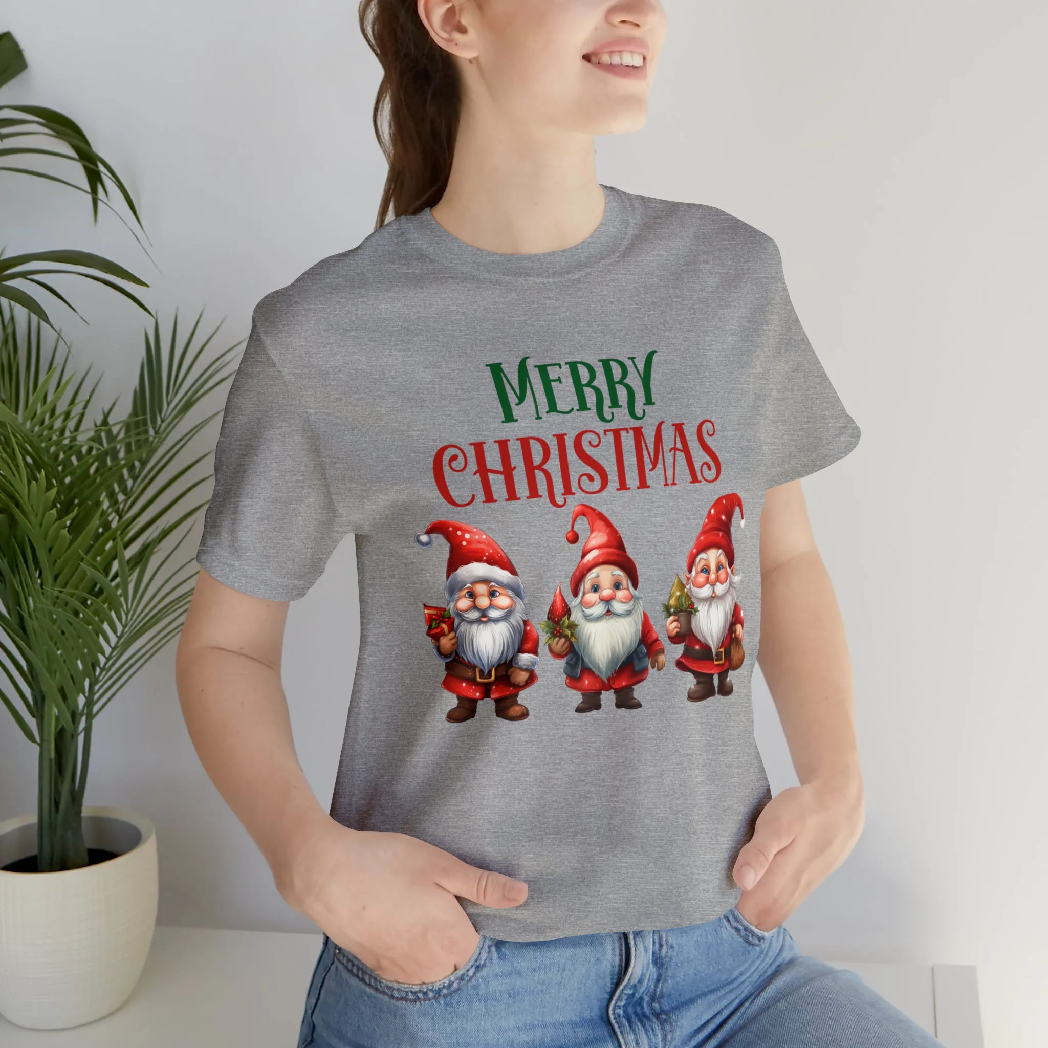 Three Gnomes Merry Christmas T-Shirt | Festive XMas Tee |  Bella Canvas 3001 Unisex | Happy Holidays Short Sleeve Tshirt