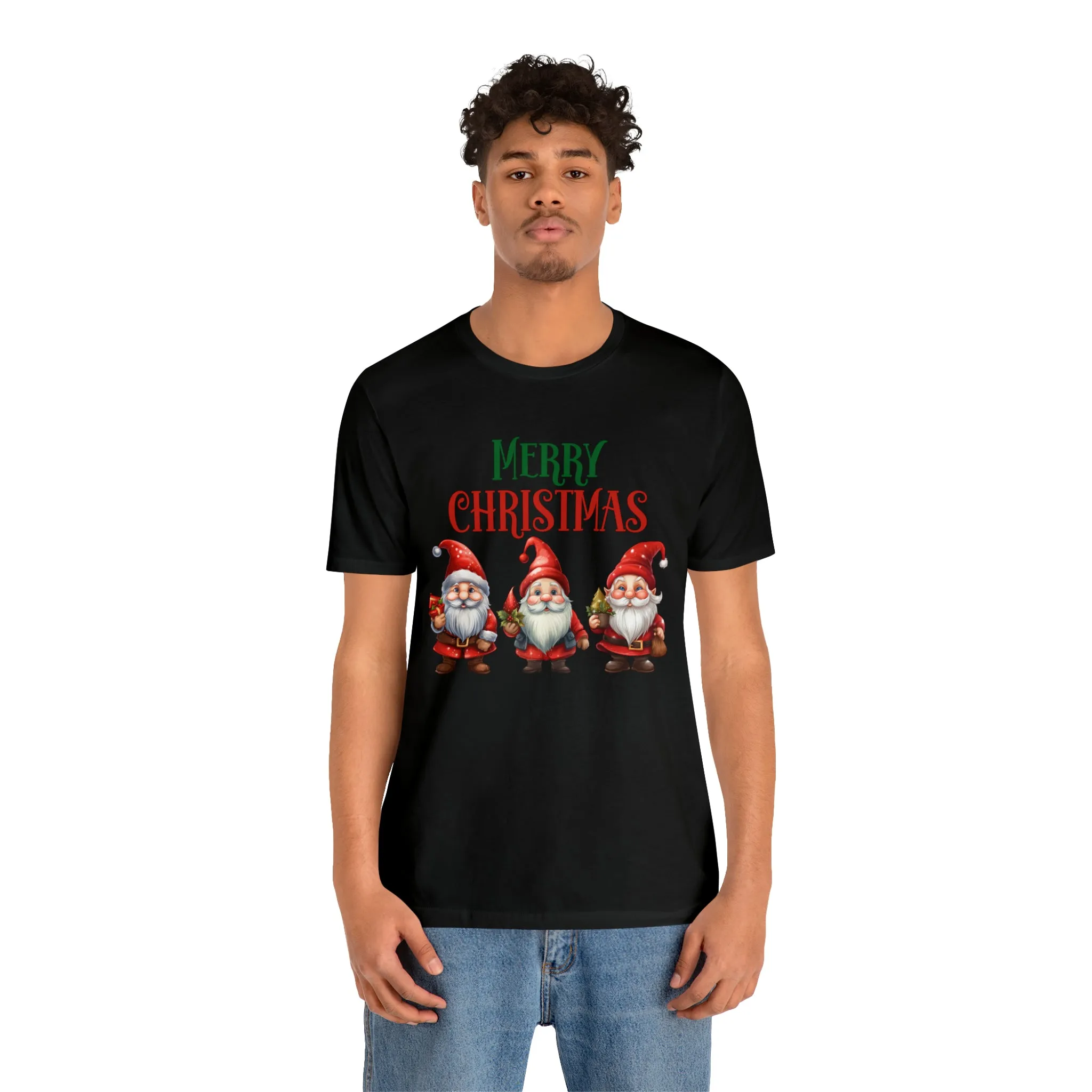 Three Gnomes Merry Christmas T-Shirt | Festive XMas Tee |  Bella Canvas 3001 Unisex | Happy Holidays Short Sleeve Tshirt