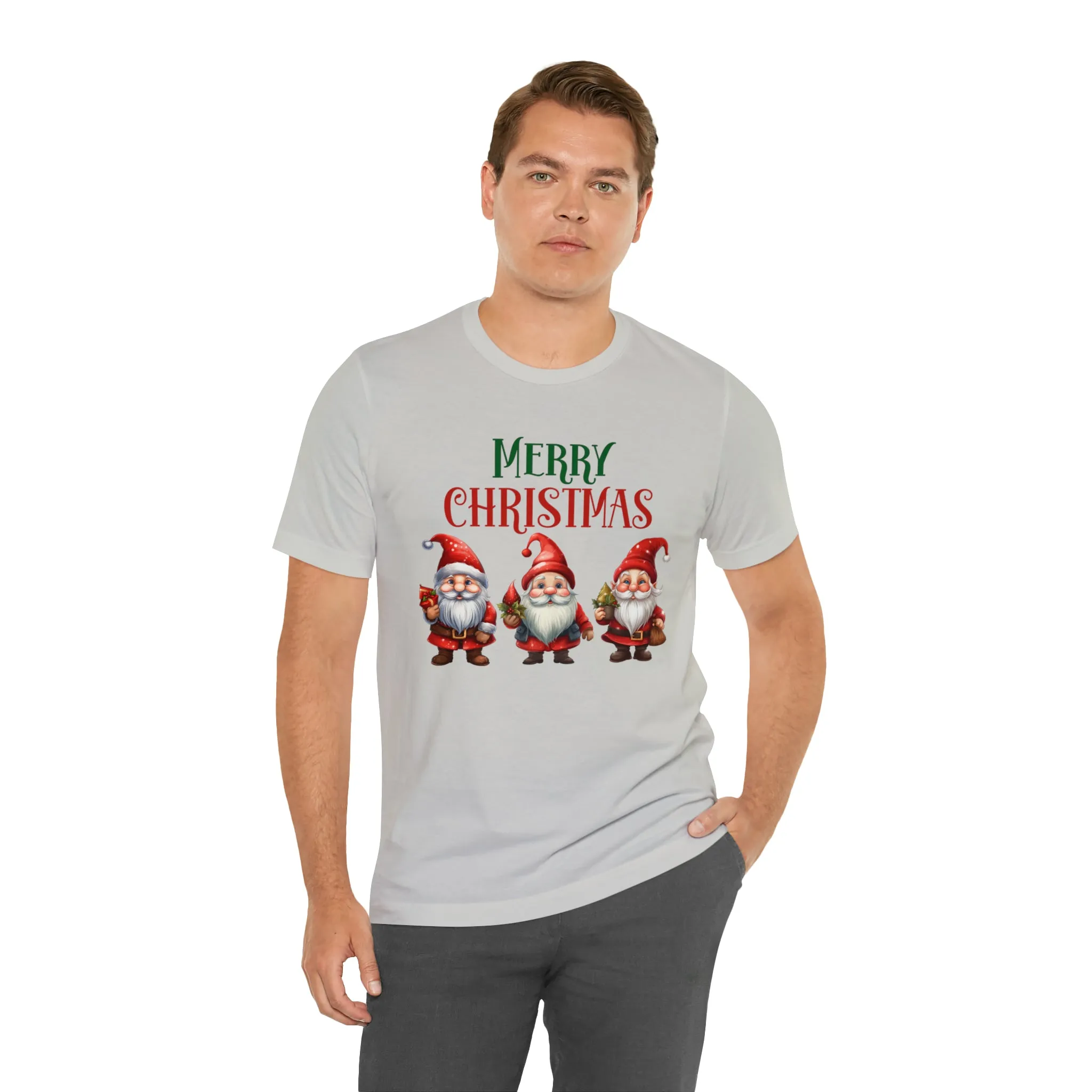 Three Gnomes Merry Christmas T-Shirt | Festive XMas Tee |  Bella Canvas 3001 Unisex | Happy Holidays Short Sleeve Tshirt