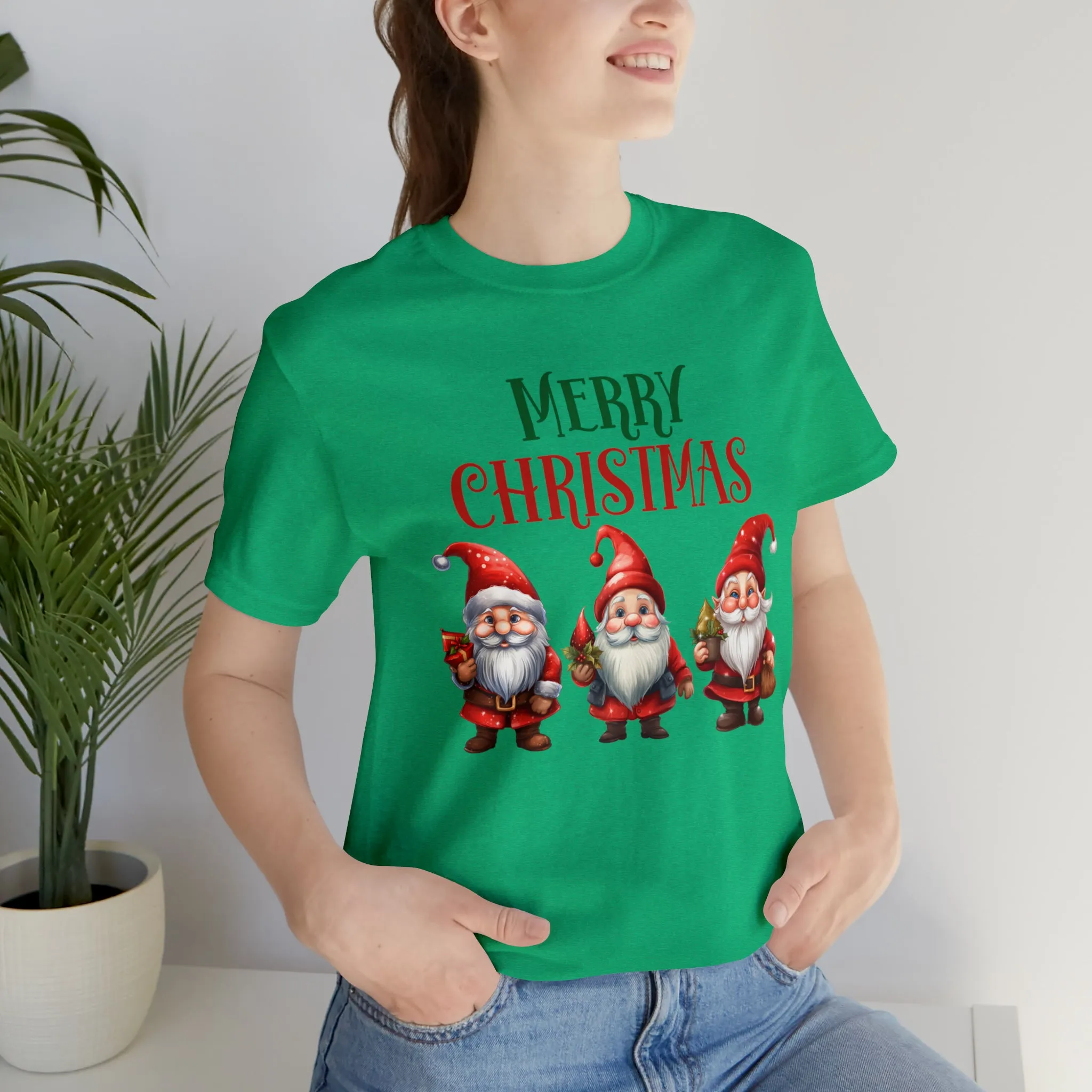 Three Gnomes Merry Christmas T-Shirt | Festive XMas Tee |  Bella Canvas 3001 Unisex | Happy Holidays Short Sleeve Tshirt