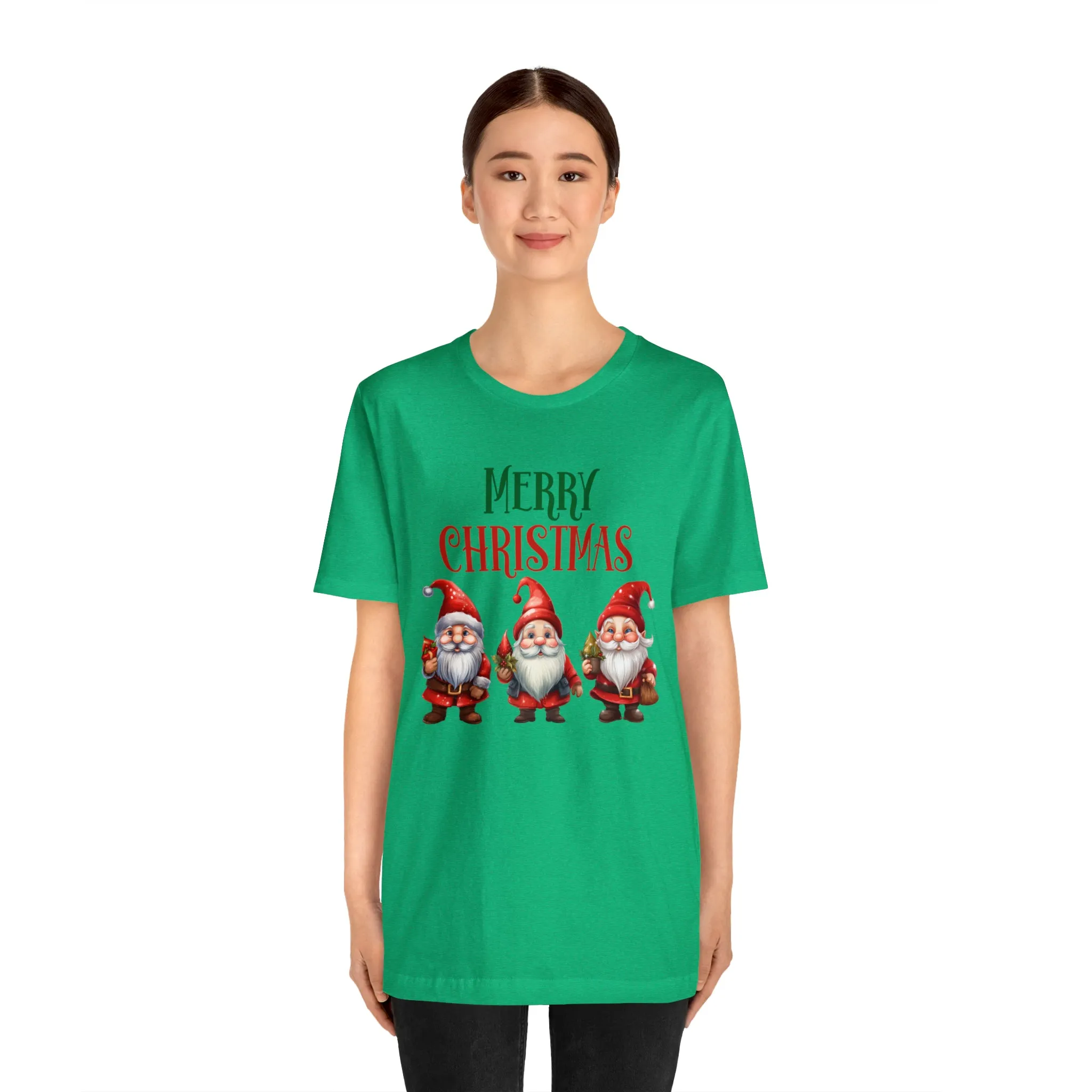 Three Gnomes Merry Christmas T-Shirt | Festive XMas Tee |  Bella Canvas 3001 Unisex | Happy Holidays Short Sleeve Tshirt