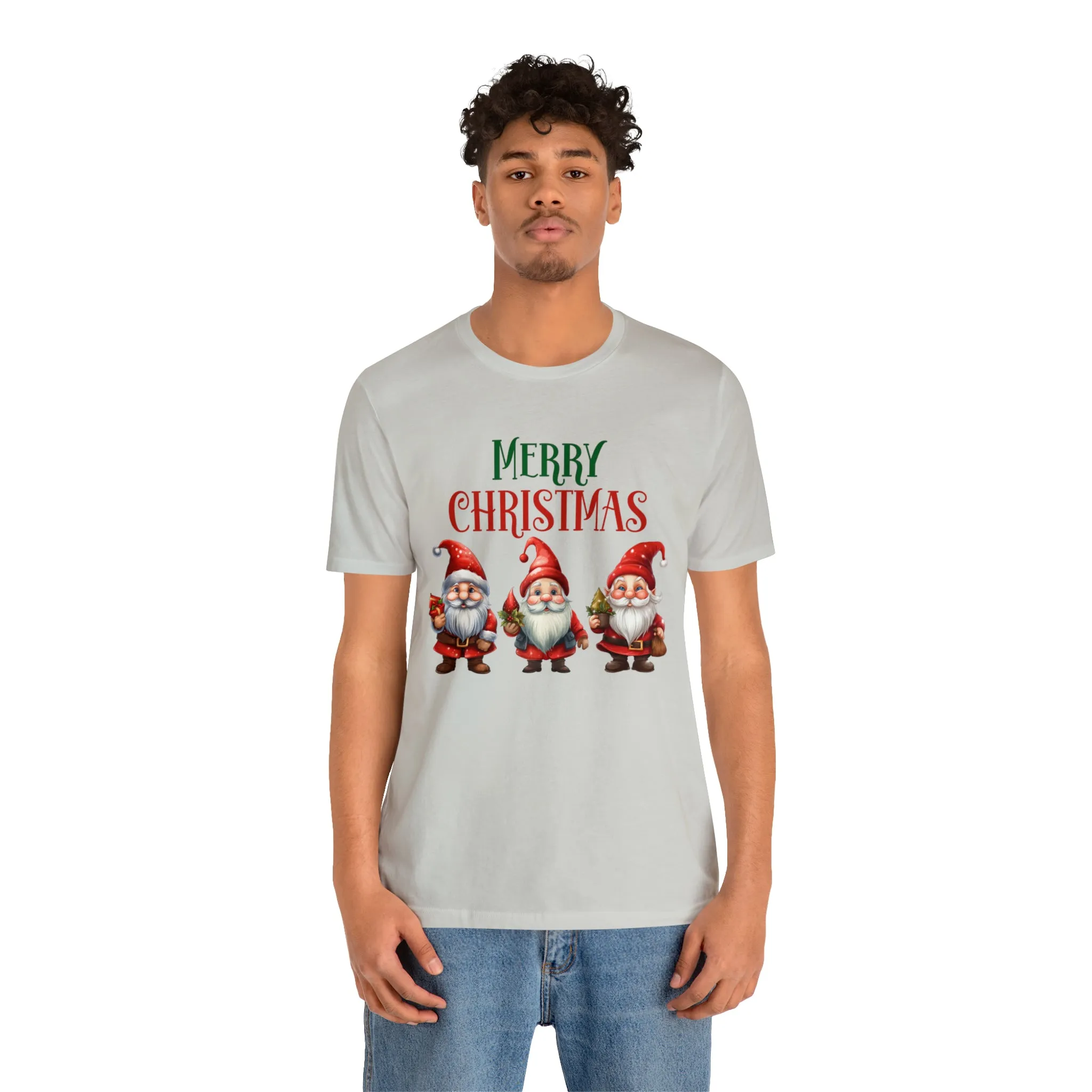 Three Gnomes Merry Christmas T-Shirt | Festive XMas Tee |  Bella Canvas 3001 Unisex | Happy Holidays Short Sleeve Tshirt