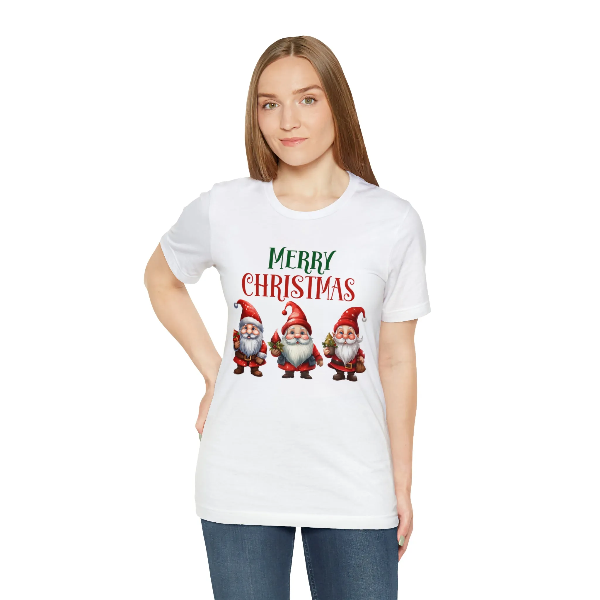 Three Gnomes Merry Christmas T-Shirt | Festive XMas Tee |  Bella Canvas 3001 Unisex | Happy Holidays Short Sleeve Tshirt